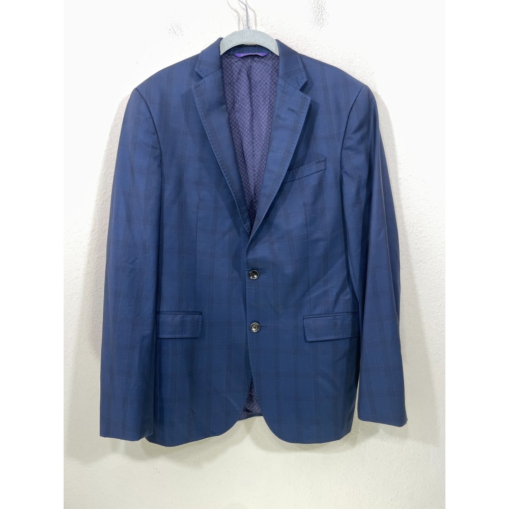 Ted Baker Endurance Sport Coat Blazer Men's 38R Jay Plaid‎ Wool Blue Canada Made